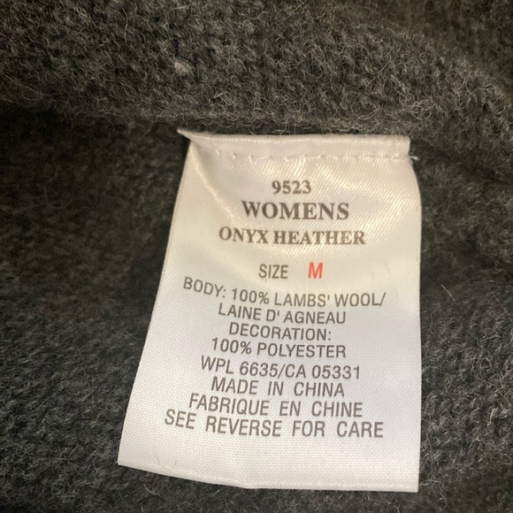 Woolrich Fair Isle Popover Sweater Womens M Onyx Heather Lambs Wool Nordic - Picture 8 of 10